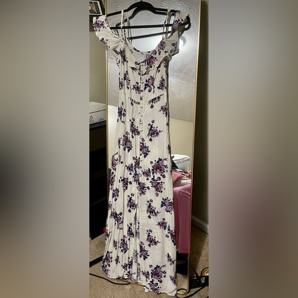 White and Purple Xhiliration Button Down Dress - Picture 2 of 4